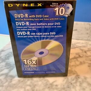 DYNEX DVD-RW 4X 120Min 4.7GB Rewritable10 Disc Brand New & Factory Sealed